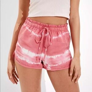 American Eagle AEO Vacay Shorts Size Small Hi Rise Pink Tie Dye NWT